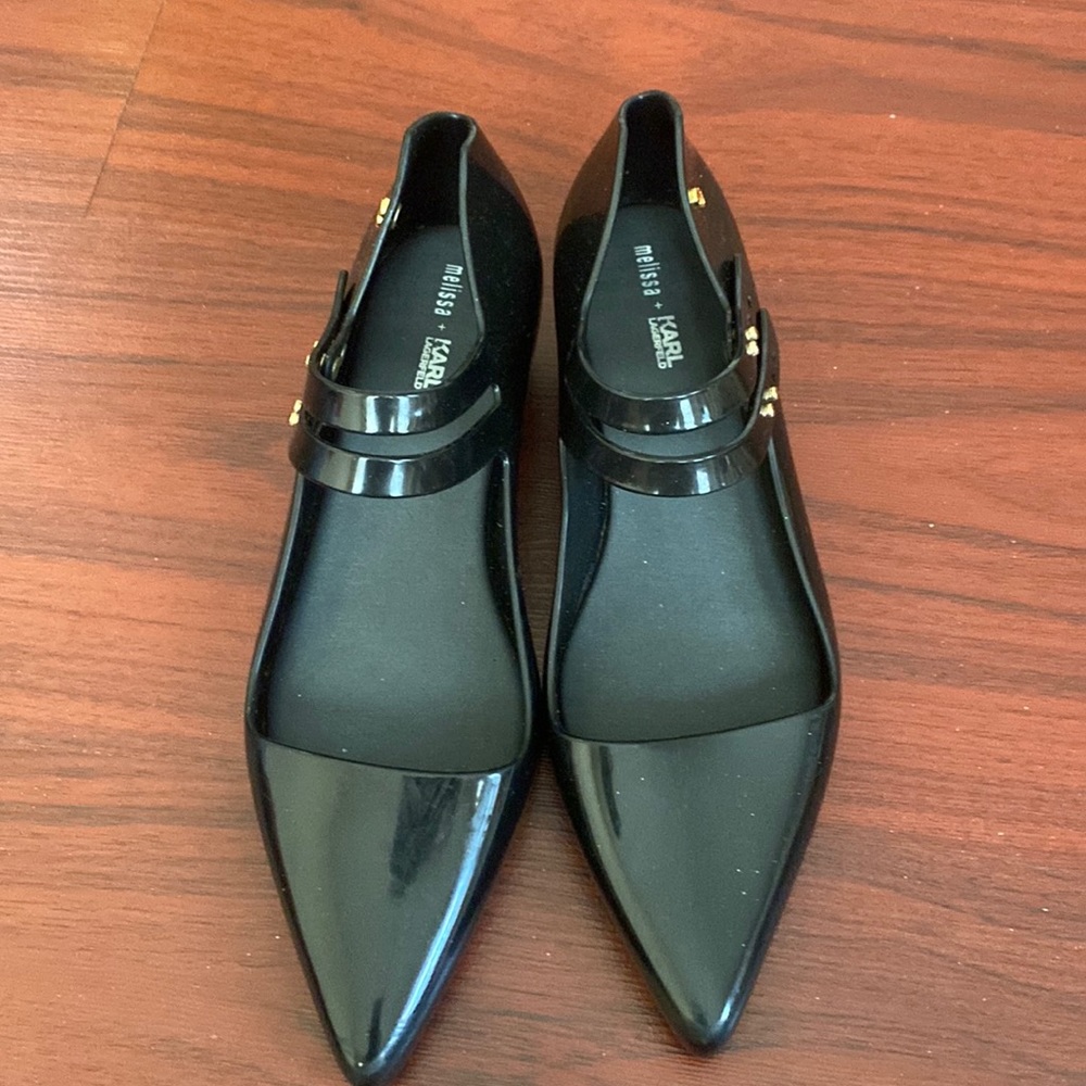 Melissa shoes Karl Lagerfield shoes  designer shoes black evening shoes vguc